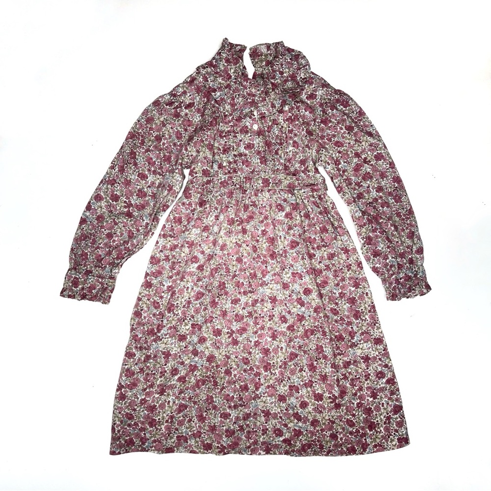 Vintage Liberty Floral Long Sleeve Girls Dress Pink 6